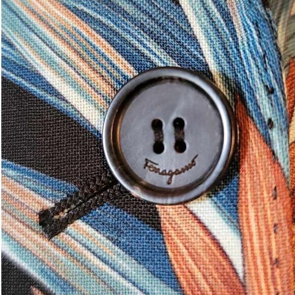 Ferragamo Azure Womens Floral Printed Short Sleeve Mohair Blend Blazer 40 NWOT - Picture 9 of 14